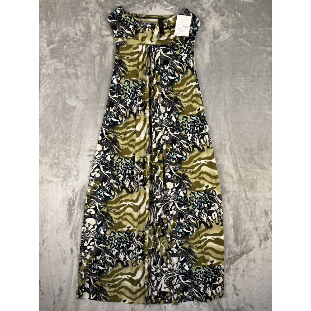 Y2K Mecca Femme Women's M Maxi‎ Dress Abstract Print Sleeveless Green Black